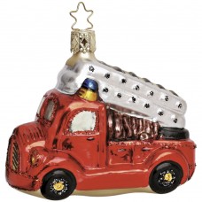 NEW - Inge Glas Glass Ornament - Fire Truck